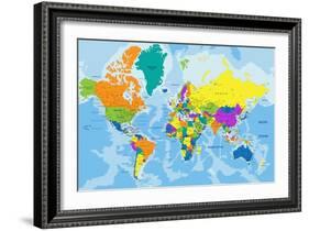 Colorful World Political Map with Clearly Labeled, Separated Layers. Vector Illustration.-Bardocz Peter-Framed Art Print