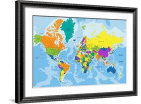 Colorful World Political Map with Clearly Labeled, Separated Layers. Vector Illustration.-Bardocz Peter-Framed Art Print
