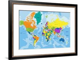Colorful World Political Map with Clearly Labeled, Separated Layers. Vector Illustration.-Bardocz Peter-Framed Art Print