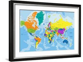 Colorful World Political Map with Clearly Labeled, Separated Layers. Vector Illustration.-Bardocz Peter-Framed Art Print