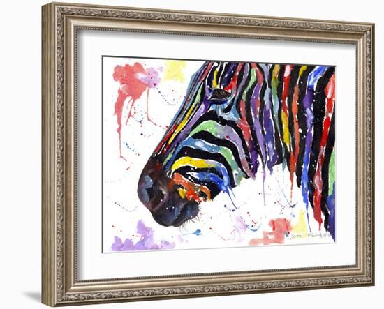 Colorful Zebra (Variant 1)-Sarah Stribbling-Framed Giclee Print