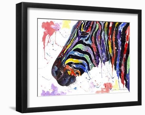 Colorful Zebra (Variant 1)-Sarah Stribbling-Framed Giclee Print