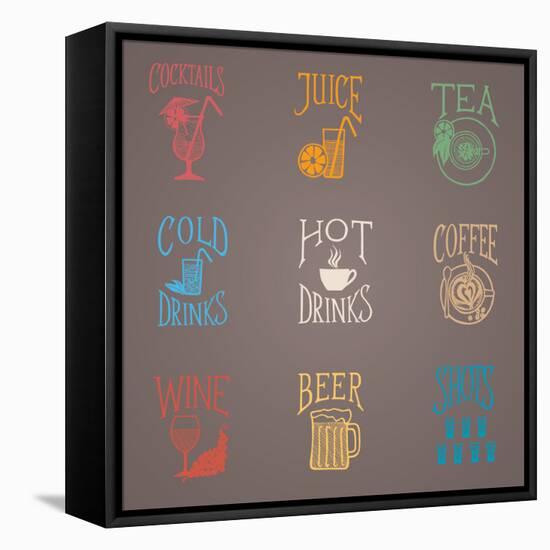 Colorfull Menu Icons - Drinks-ONiONAstudio-Framed Stretched Canvas