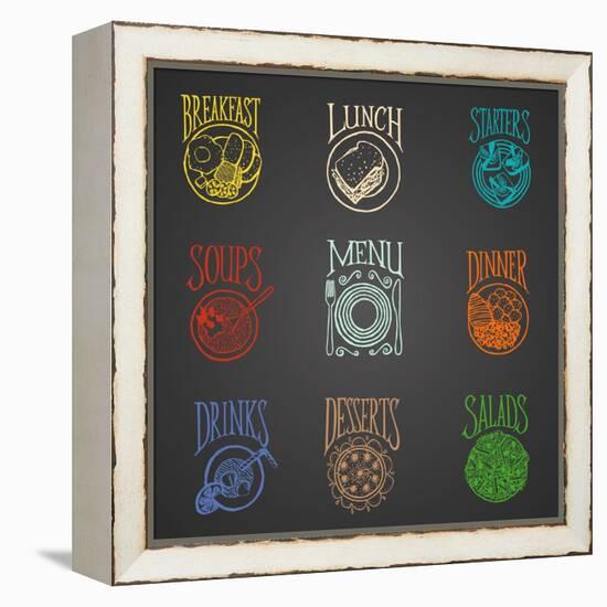 Colorfull Menu Icons - Meals-ONiONAstudio-Framed Stretched Canvas
