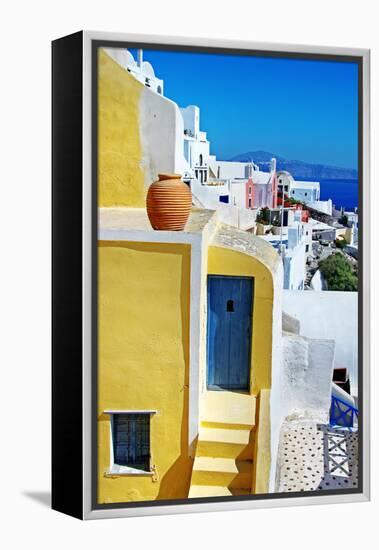 Colors of Greece Series - Santorini, Traditional Cycladic Architecture-Maugli-l-Framed Premier Image Canvas