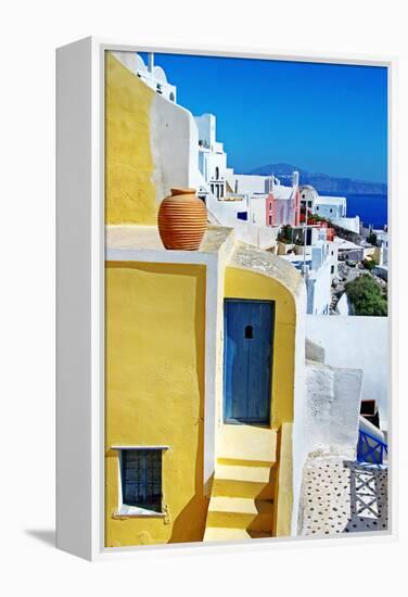 Colors of Greece Series - Santorini, Traditional Cycladic Architecture-Maugli-l-Framed Premier Image Canvas