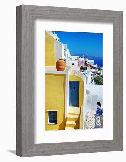 Colors of Greece Series - Santorini, Traditional Cycladic Architecture-Maugli-l-Framed Photographic Print