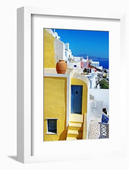 Colors of Greece Series - Santorini, Traditional Cycladic Architecture-Maugli-l-Framed Photographic Print