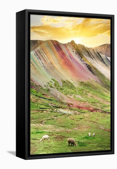 Colors of Peru - Rainbow Mountain at Sunset-Philippe HUGONNARD-Framed Premier Image Canvas