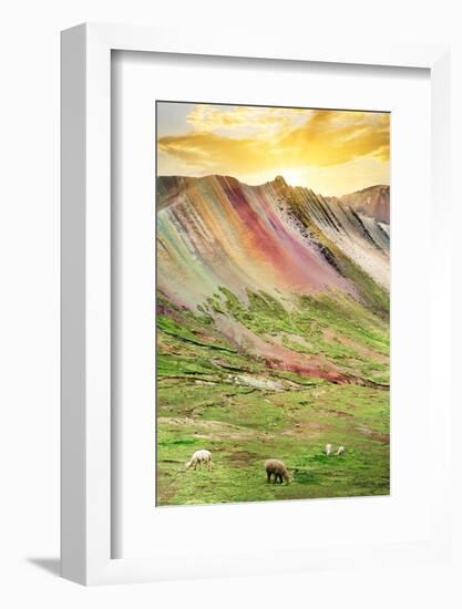 Colors of Peru - Rainbow Mountain at Sunset-Philippe HUGONNARD-Framed Photographic Print