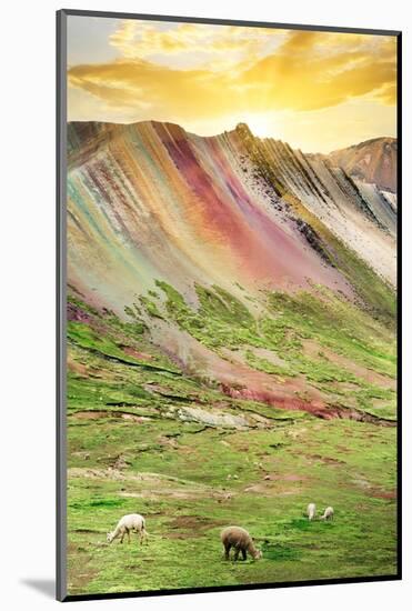 Colors of Peru - Rainbow Mountain at Sunset-Philippe HUGONNARD-Mounted Photographic Print