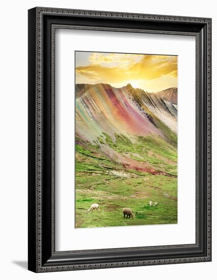 Colors of Peru - Rainbow Mountain at Sunset-Philippe HUGONNARD-Framed Photographic Print