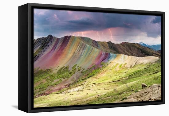 Colors of Peru - Thunderstorm on Palcoyo Rainbow Mountain-Philippe HUGONNARD-Framed Premier Image Canvas