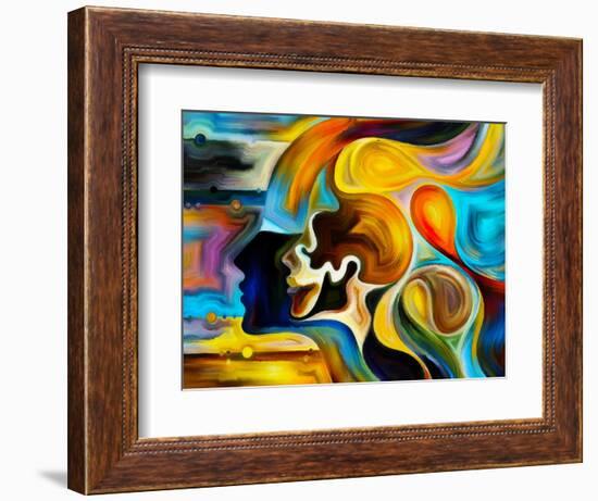 Colors of the Mind Series. Artistic Abstraction Composed of Elements of Human Face, and Colorful Ab-agsandrew-Framed Art Print