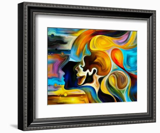 Colors of the Mind Series. Artistic Abstraction Composed of Elements of Human Face, and Colorful Ab-agsandrew-Framed Art Print