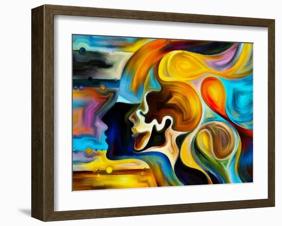 Colors of the Mind Series. Artistic Abstraction Composed of Elements of Human Face, and Colorful Ab-agsandrew-Framed Art Print