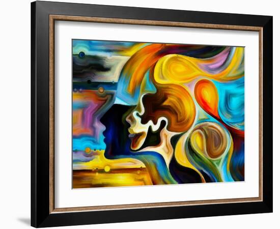 Colors of the Mind Series. Artistic Abstraction Composed of Elements of Human Face, and Colorful Ab-agsandrew-Framed Art Print