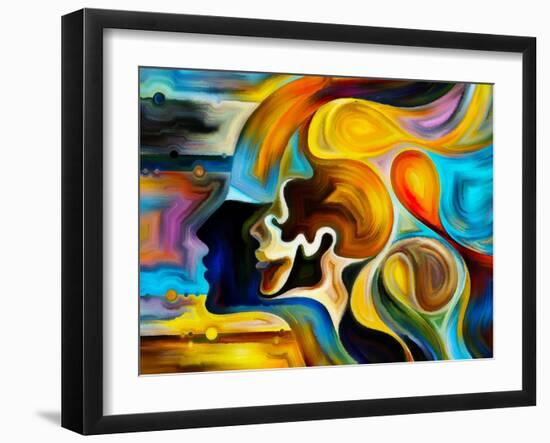 Colors of the Mind Series. Artistic Abstraction Composed of Elements of Human Face, and Colorful Ab-agsandrew-Framed Art Print