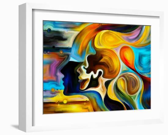 Colors of the Mind Series. Artistic Abstraction Composed of Elements of Human Face, and Colorful Ab-agsandrew-Framed Art Print