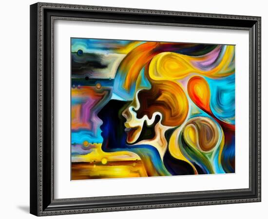 Colors of the Mind Series. Artistic Abstraction Composed of Elements of Human Face, and Colorful Ab-agsandrew-Framed Art Print