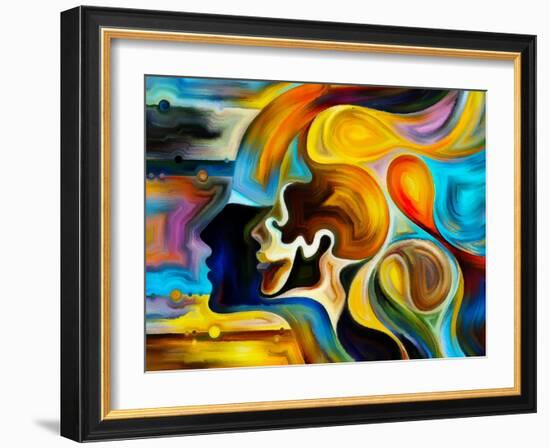 Colors of the Mind Series. Artistic Abstraction Composed of Elements of Human Face, and Colorful Ab-agsandrew-Framed Art Print