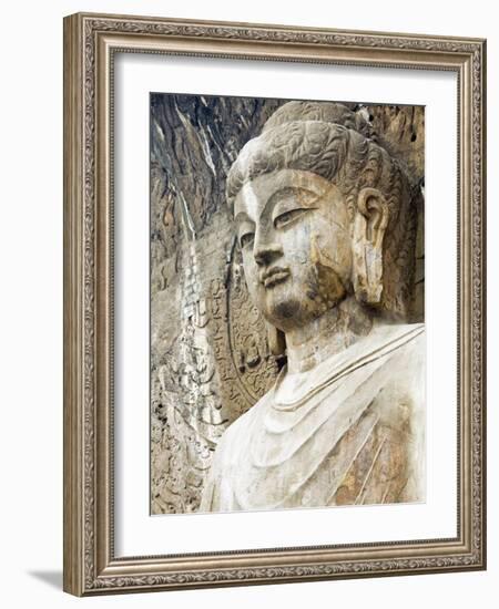 Colossal Buddha Sculpture at Fengxian Temple of Longmen Grottoes-Xiaoyang Liu-Framed Photographic Print