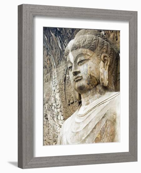 Colossal Buddha Sculpture at Fengxian Temple of Longmen Grottoes-Xiaoyang Liu-Framed Photographic Print