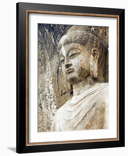 Colossal Buddha Sculpture at Fengxian Temple of Longmen Grottoes-Xiaoyang Liu-Framed Photographic Print