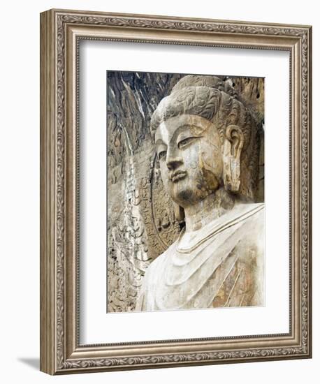 Colossal Buddha Sculpture at Fengxian Temple of Longmen Grottoes-Xiaoyang Liu-Framed Photographic Print