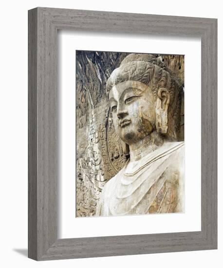 Colossal Buddha Sculpture at Fengxian Temple of Longmen Grottoes-Xiaoyang Liu-Framed Photographic Print