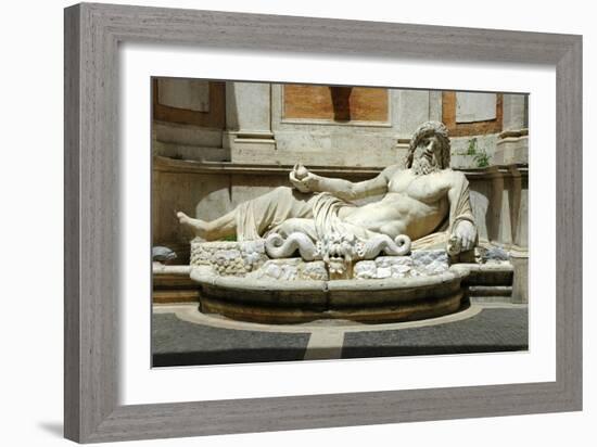 Colossal fountain of Marforio, the river god, restored as Oceanus-Werner Forman-Framed Giclee Print