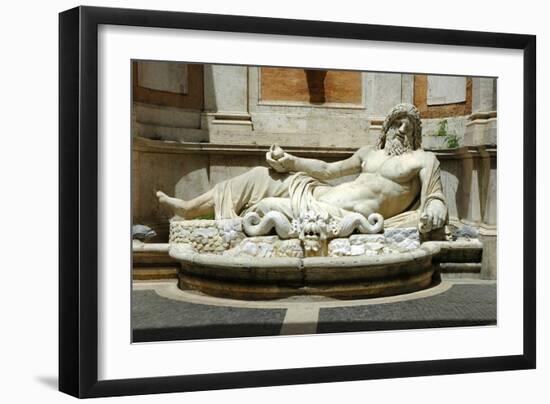 Colossal fountain of Marforio, the river god, restored as Oceanus-Werner Forman-Framed Giclee Print