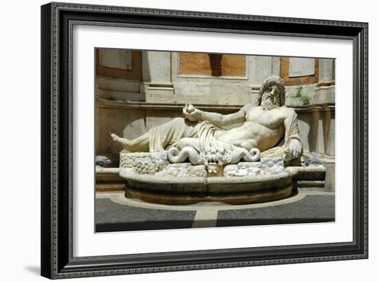 Colossal fountain of Marforio, the river god, restored as Oceanus-Werner Forman-Framed Giclee Print