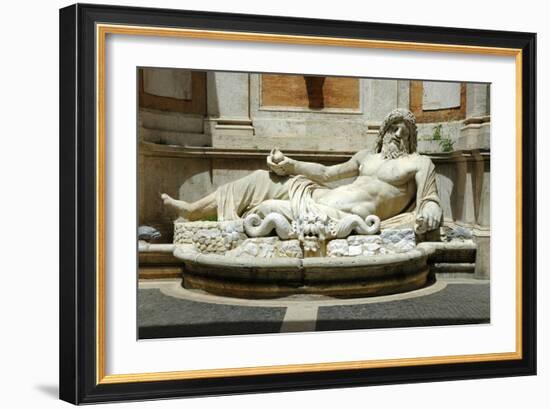 Colossal fountain of Marforio, the river god, restored as Oceanus-Werner Forman-Framed Giclee Print