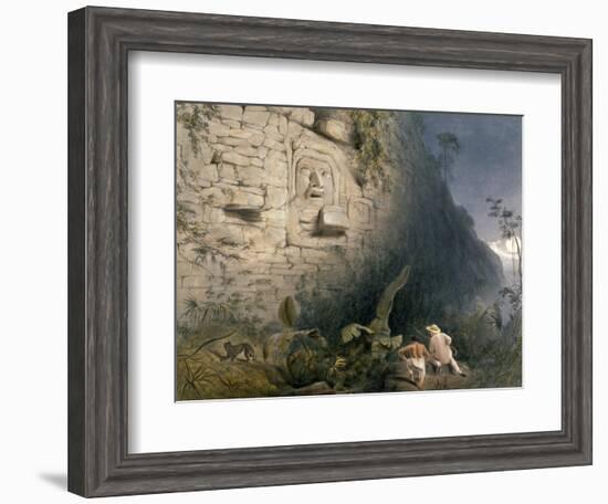 Colossal Head at Izamal, from 'Views of Ancient Monuments in Central America, Chiapas and…-Frederick Catherwood-Framed Giclee Print