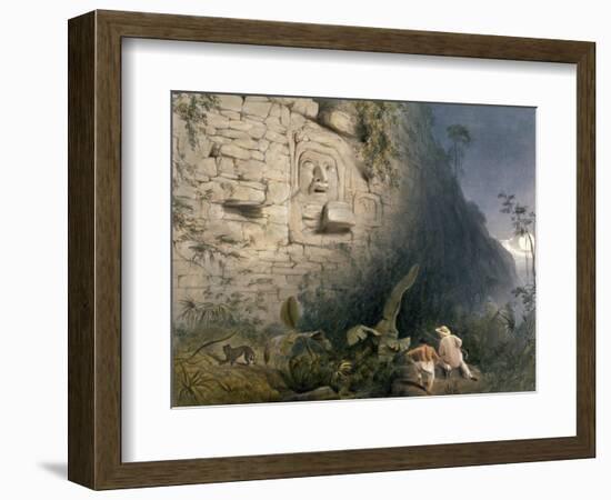 Colossal Head at Izamal, from 'Views of Ancient Monuments in Central America, Chiapas and…-Frederick Catherwood-Framed Giclee Print