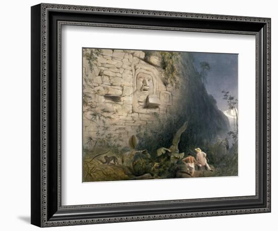 Colossal Head at Izamal, from 'Views of Ancient Monuments in Central America, Chiapas and…-Frederick Catherwood-Framed Giclee Print