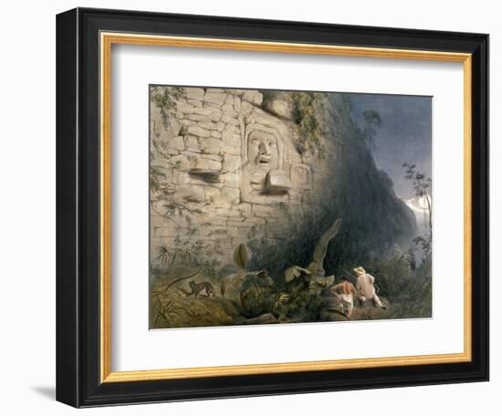 Colossal Head at Izamal, from 'Views of Ancient Monuments in Central America, Chiapas and…-Frederick Catherwood-Framed Giclee Print