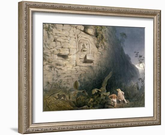 Colossal Head at Izamal, from 'Views of Ancient Monuments in Central America, Chiapas and…-Frederick Catherwood-Framed Giclee Print