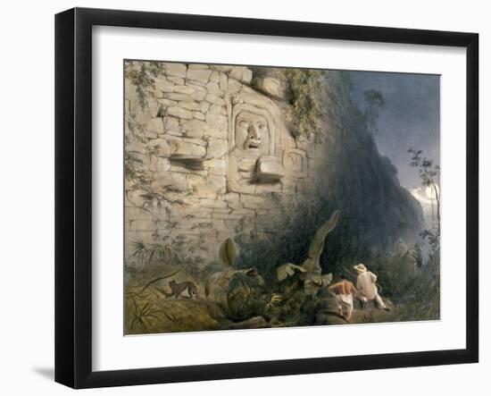 Colossal Head at Izamal, from 'Views of Ancient Monuments in Central America, Chiapas and…-Frederick Catherwood-Framed Giclee Print
