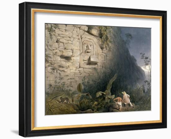 Colossal Head at Izamal, from 'Views of Ancient Monuments in Central America, Chiapas and…-Frederick Catherwood-Framed Giclee Print