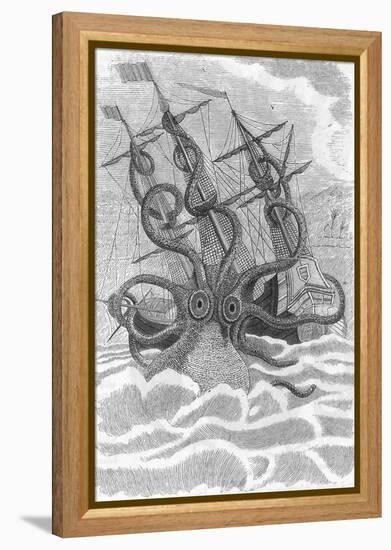 Colossal Octopus Attacking Ship, 1801-Science Source-Framed Premier Image Canvas