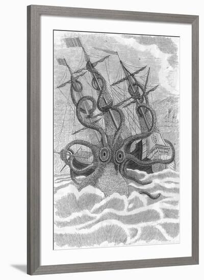 Colossal Octopus Attacking Ship, 1801-Science Source-Framed Giclee Print