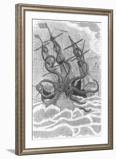 Colossal Octopus Attacking Ship, 1801-Science Source-Framed Giclee Print