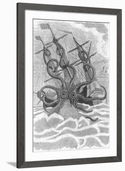 Colossal Octopus Attacking Ship, 1801-Science Source-Framed Giclee Print