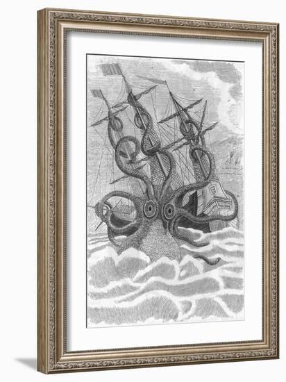 Colossal Octopus Attacking Ship, 1801-Science Source-Framed Giclee Print