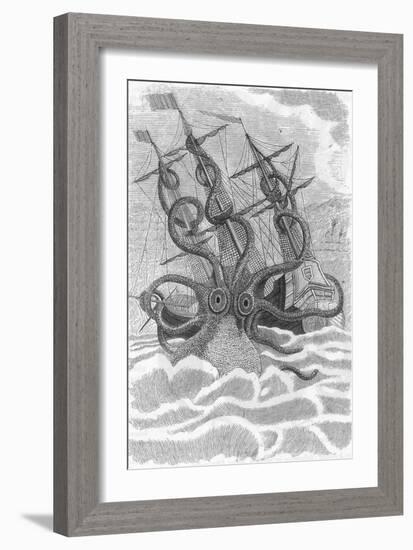 Colossal Octopus Attacking Ship, 1801-Science Source-Framed Giclee Print