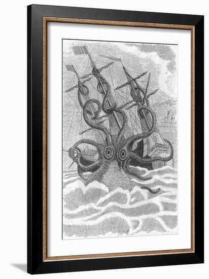 Colossal Octopus Attacking Ship, 1801-Science Source-Framed Giclee Print