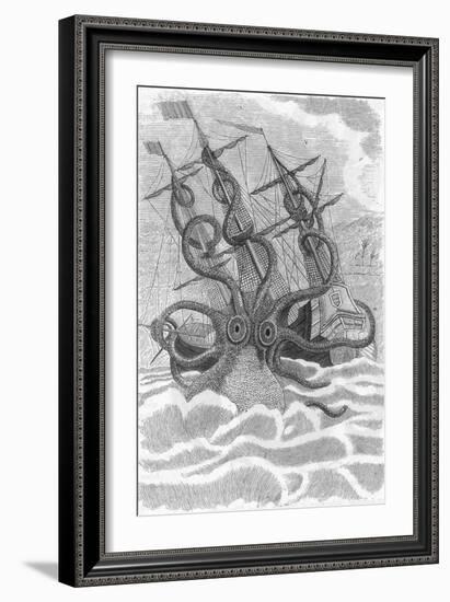 Colossal Octopus Attacking Ship, 1801-Science Source-Framed Giclee Print