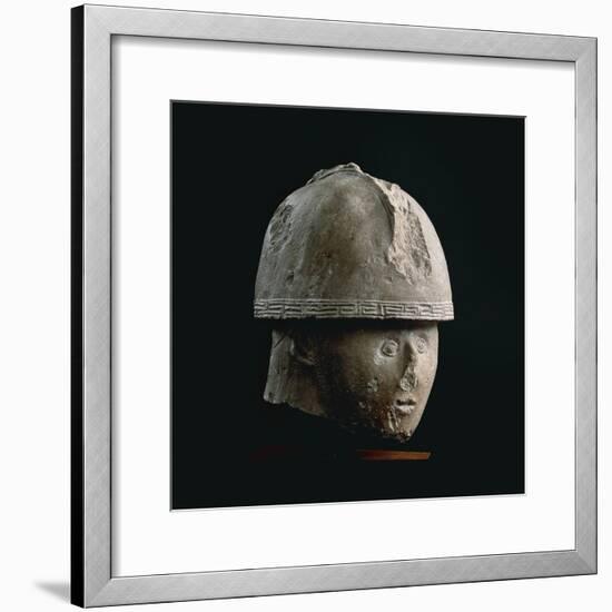 Colossal Stone Head of Warrior with Crested Helmet, from Numana, Province of Ancona-null-Framed Giclee Print